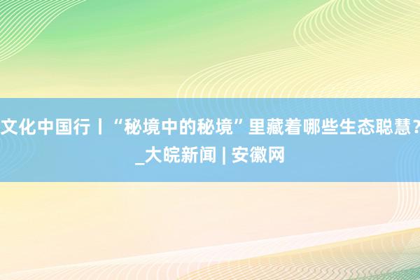 文化中国行丨“秘境中的秘境”里藏着哪些生态聪慧？_大皖新闻 | 安徽网