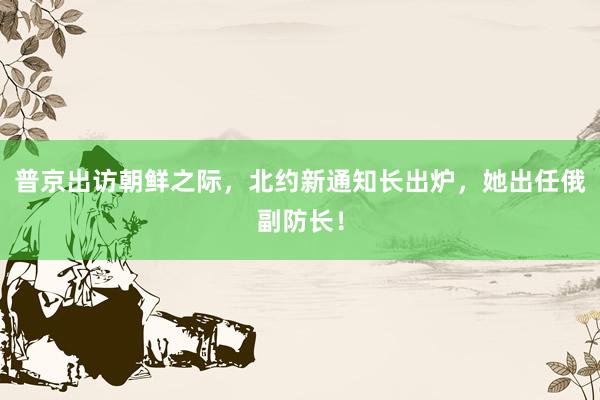 普京出访朝鲜之际，北约新通知长出炉，她出任俄副防长！