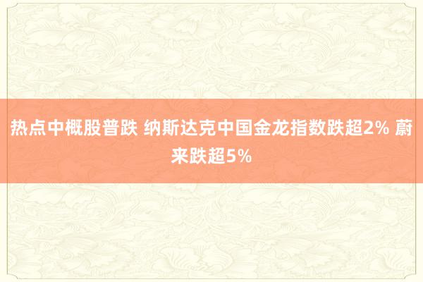 热点中概股普跌 纳斯达克中国金龙指数跌超2% 蔚来跌超5%