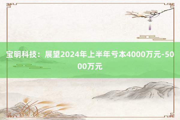 宝明科技：展望2024年上半年亏本4000万元-5000万元