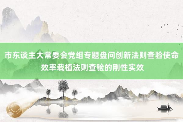 市东谈主大常委会党组专题盘问创新法则查验使命 效率栽植法则查验的刚性实效