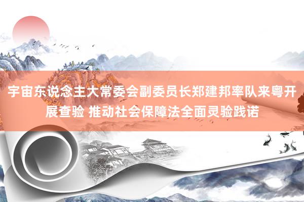 宇宙东说念主大常委会副委员长郑建邦率队来粤开展查验 推动社会保障法全面灵验践诺