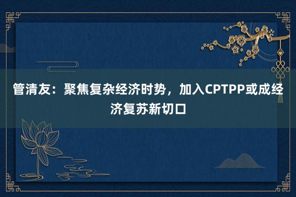 管清友：聚焦复杂经济时势，加入CPTPP或成经济复苏新切口