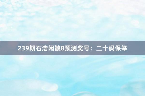 239期石浩闲散8预测奖号：二十码保举