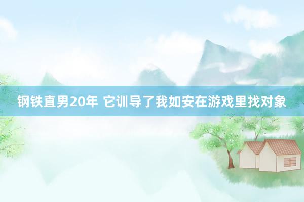 钢铁直男20年 它训导了我如安在游戏里找对象